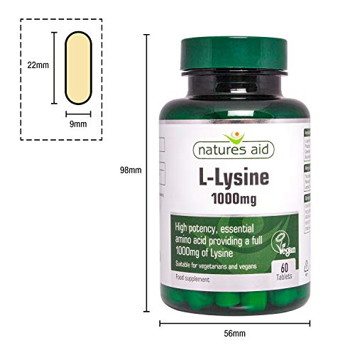 Natures Aid 1000mg L Lysine Tablets - Pack of 60 Tablets