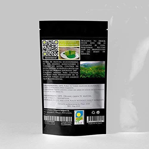 Naturseed Té Matcha Organico Premium en Polvo, 100gr, Bio Ecológico Japones, Para Beber, Latte, Cocinar, Postres, Reposteria, Helado, Galletas, Antioxidante, Adelgazar, Sabor Dulce,Gratis Recetas
