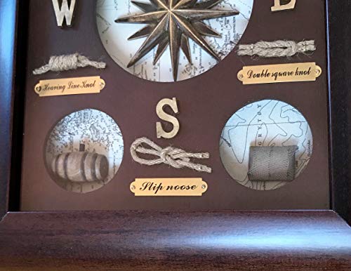 NAUTICALMANIA Cuadro Vitrina Elementos Nauticos Elaboración Artesanal en Madera Maciza 38x30x5cm