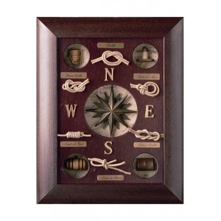 NAUTICALMANIA Cuadro Vitrina Elementos Nauticos Elaboración Artesanal en Madera Maciza 38x30x5cm