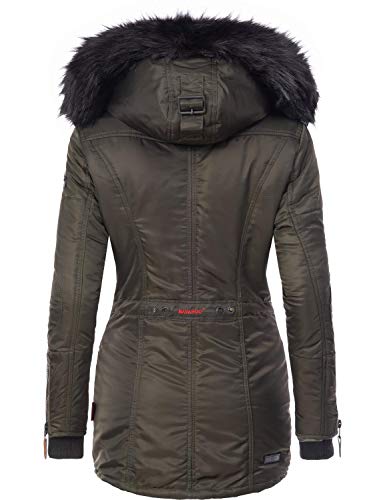 Navahoo Schätzchen Chaqueta Guateada de Invierno para Mujer con Capucha de Pelo sintético Verde M