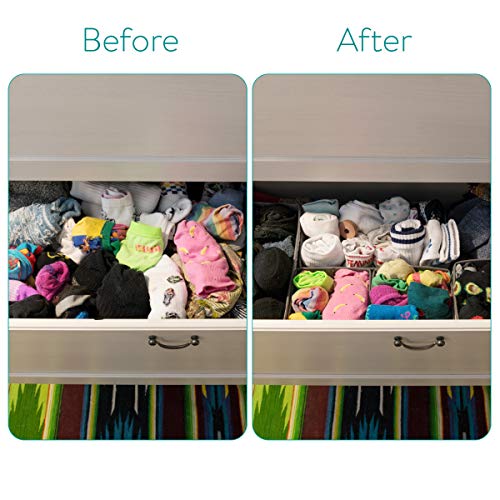 Navaris 6X Caja de Tela para almacenaje - Set de 6X Cubo Plegable Organizador de cajones - Cajas para Almacenamiento de Ropa Juguetes - Gris y Blanco