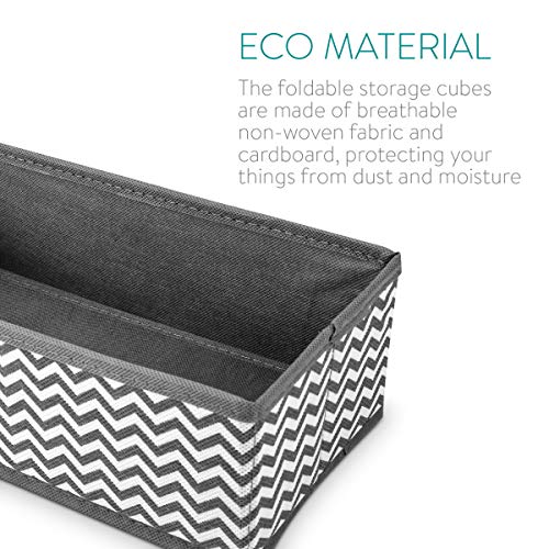 Navaris 6X Caja de Tela para almacenaje - Set de 6X Cubo Plegable Organizador de cajones - Cajas para Almacenamiento de Ropa Juguetes - Gris y Blanco