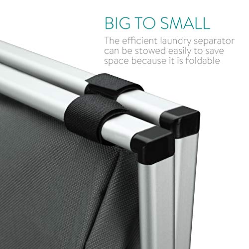 Navaris Cesto para Ropa Sucia - Cesta para la Colada con 3 Compartimentos y Cierre de Malla - Cesto Plegable para Lavar y Separar la Ropa - con Asas