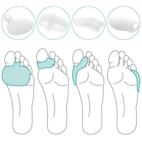 Navaris Separador para dedos del pie - Corrector ortopédico de juanetes y Hallux Valgus - 8 Correctores de gel silicona para aliviar el dolor de pies