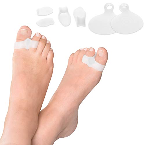 Navaris Separador para dedos del pie - Corrector ortopédico de juanetes y Hallux Valgus - 8 Correctores de gel silicona para aliviar el dolor de pies