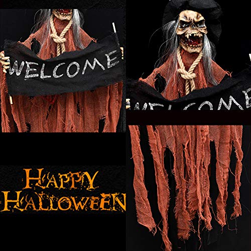 NCBH Decoración de Halloween, Fantasma Colgante, Ojos LED, Voz de Terror, Halloween para casa embrujada, Fiesta, Barra temática de Terror, Accesorios de Halloween,Azul