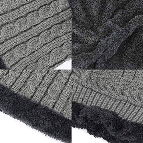 Ndier Conjunto De Bufanda Sombrero para Hombre y Mujer de Gorro de Invierno Unisex Sombrero Caliente de Punto Gorra Bufanda con Forro de Lana (Gris)