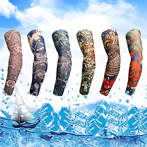 Ndier Manguitos temporales para Tatuajes sin Mangas elástico para Hombre (6 Paquetes)