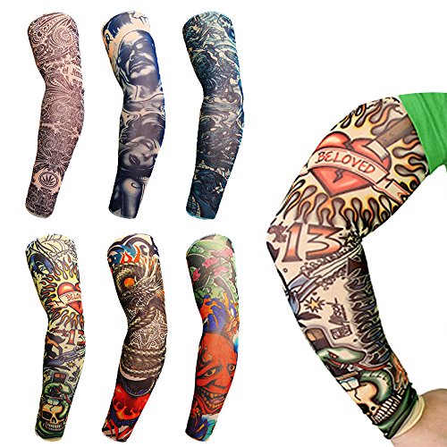 Ndier Manguitos temporales para Tatuajes sin Mangas elástico para Hombre (6 Paquetes)