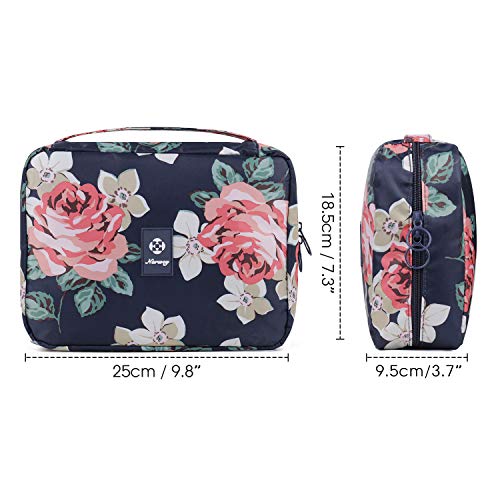 Neceser de viaje para colgar en el baño, organizador de maquillaje y cosméticos, para mujeres y niñas, resistente al agua Azul Peonía Azul Tamaño libre