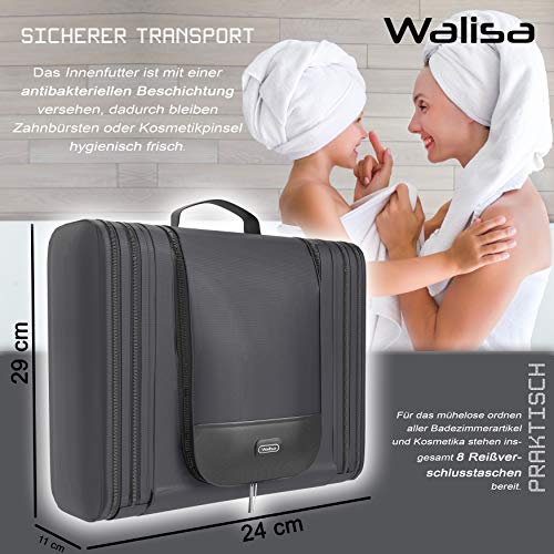Neceser Walisa para colgar para caballero y señora, negro, neceser, bolsa de aseo, bolsa de viaje, bolsa de cosmética