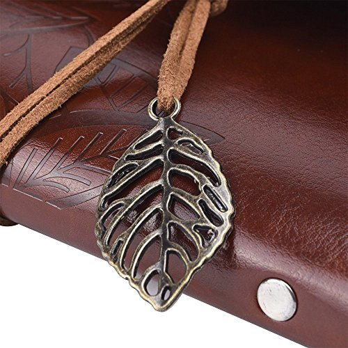 NectaRoy Retro Vintage Ubierta de Cuero de la PU Cuaderno Agenda Bloc Libro Cuaderno en Blanco Revista de Notas Patrón de Hojas Revista Diario Timón de Cuerda, Notebook Libreta Mano Escrito Viaje