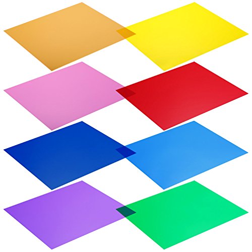 Neewer - Kit de 8 filtros de Colores para Luces de Estudio (12 x 12 "/30 x 30 cm). Colores: Rojo, Amarillo, Naranja, Verde, Morado, Rosa, Azul Claro y Azul Oscuro