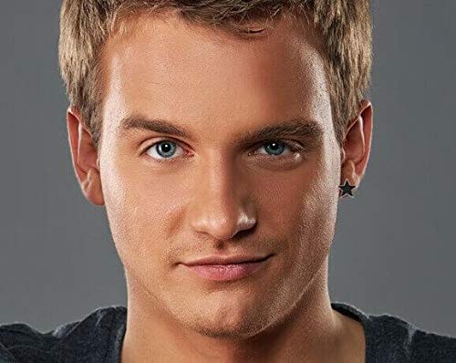 Negro Celeste CZ Micropave Usa Patriot Rockestrella Pendiente De Boton Zirconio Cúbico Para Hombres Y Para Mujer 925