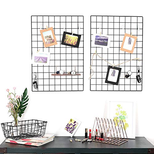 Negro Rejilla Imagen De Pared Rejilla De Hierro Decorativo De La Pared Del Estante Clip Ins Arte Mural Rejilla De Hierro Decorativo Estante Clip De Múltiples Funciones De Visualización De Fotos Pared