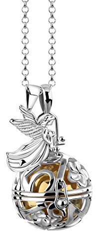 Nenalina EFS-040 - Collar de 80 cm con llamador de ángeles, incluye bola y alas de ángel, colgante de plata de ley 925