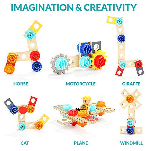 Nene Toys - Camión de Madera con Herramientas de Juguete - Juego de Construcción para Niños Niñas de 2 3 4 5 años – Juguete Educativo Infantil Que Desarrolla Habilidades Cognitivas Stem y Motrices