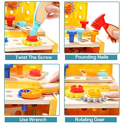 Nene Toys - Camión de Madera con Herramientas de Juguete - Juego de Construcción para Niños Niñas de 2 3 4 5 años – Juguete Educativo Infantil Que Desarrolla Habilidades Cognitivas Stem y Motrices