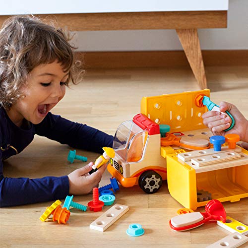 Nene Toys - Camión de Madera con Herramientas de Juguete - Juego de Construcción para Niños Niñas de 2 3 4 5 años – Juguete Educativo Infantil Que Desarrolla Habilidades Cognitivas Stem y Motrices