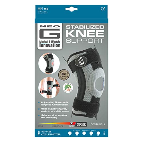 Neo G RX Rodillera estabilizada - Talla L - Calidad de Grado Médico. Ayuda a rodillas lesionadas, débiles, artríticas, esguinces, distensiones, inestabilidad, recuperación y rehabilitación - Unisex