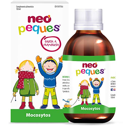 Neo Peques | Mocosytos Jarabe Infantil Para la Tos Seca y Productiva | Expectorante | Cuida la Garganta de Niños | 150 ml | Sabor Frambuesa | Pino, Liquen de Islandia