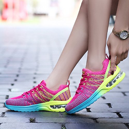 NEOKER Zapatos de Running Para Mujer Zapatillas Deportivo Outdoor Calzado Asfalto Sneakers Rojo 37