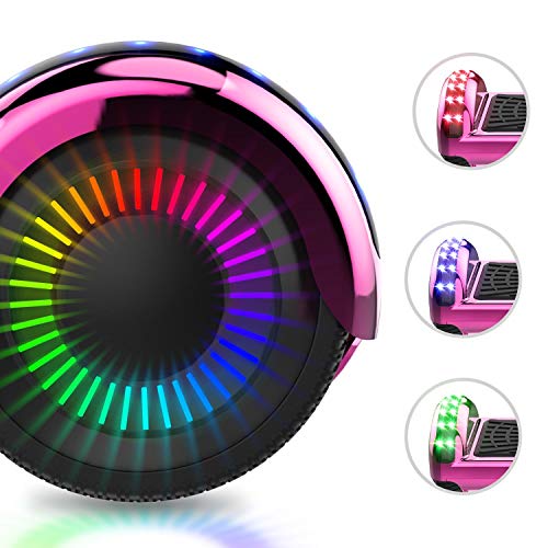 NEOMOTION Overboard 6.5 Pulgadas Self-Balancing Scooter con Bluetooth LED Flash Scooter Eléctrico con Potente Motor Intermitente Patinete Eléctrico Nuevo Modelo Juguete y Regalo para Niños (Rosa)