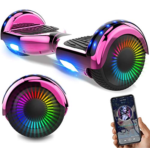 NEOMOTION Overboard 6.5 Pulgadas Self-Balancing Scooter con Bluetooth LED Flash Scooter Eléctrico con Potente Motor Intermitente Patinete Eléctrico Nuevo Modelo Juguete y Regalo para Niños (Rosa)