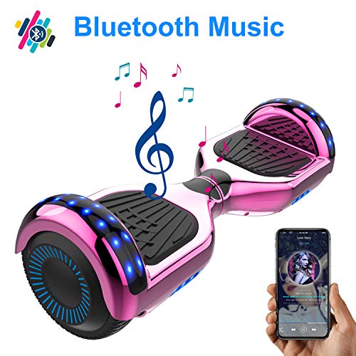 NEOMOTION Overboard 6.5 Pulgadas Self-Balancing Scooter con Bluetooth LED Flash Scooter Eléctrico con Potente Motor Intermitente Patinete Eléctrico Nuevo Modelo Juguete y Regalo para Niños (Rosa)