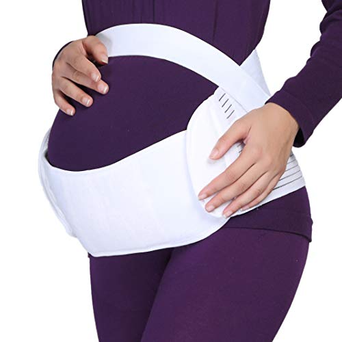 NEOtech Care Faja de Embarazo - Cinturón de Maternidad - premamá Banda para Abdomen/Cintura/Espalda, Apoyo para el Vientre - Marca (Blanco, M)