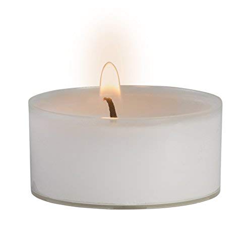 Ner Mitzvah Taza Clara Velas de Té - Pack de 100 Velas - Velas Blancas, para Centros de Mesa y Viaje 4 Horas de Duración de Encendido - Cera Prensada