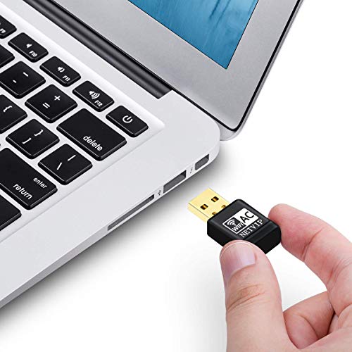 NETVIP WiFi Adaptador AC 600Mbps Mini USB WiFi Receptor Dual Band 2.4G/5GHz, WiFi Antena para PC Desktop Laptop Tablet, Soporta Mac OS X 10.6-10.14 /Windows XP/Vista /7/8/10