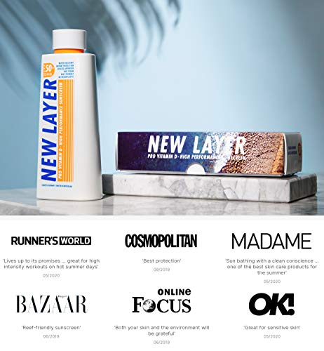 NEW LAYER Protector Solar | SPF 50+ | Pro Vitamina D | Libre de Microplástico | Reef-friendly | Libre de Octocrylene | Resistente al agua (200ml)
