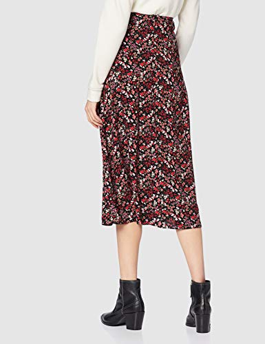 New Look Archie Floral Side Split Midi:9:s8 Falda, Negro (Black Pattern 9), 36 (Talla del Fabricante: 8) para Mujer