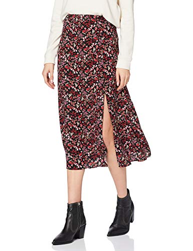 New Look Archie Floral Side Split Midi:9:s8 Falda, Negro (Black Pattern 9), 36 (Talla del Fabricante: 8) para Mujer