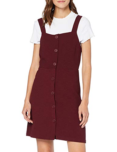 New Look ELE Crepe Fitted BTN Pinny Vestido, Rojo (Dark Burgundy 67), 46 ES para Mujer