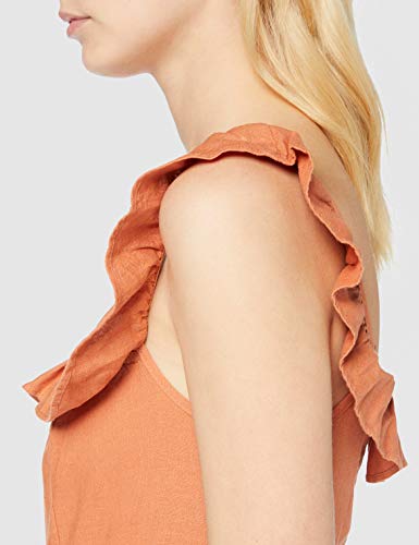 New Look Linen Bardot Vestido, Marrón (Rust 25), 40 (Talla del Fabricante: 12) para Mujer