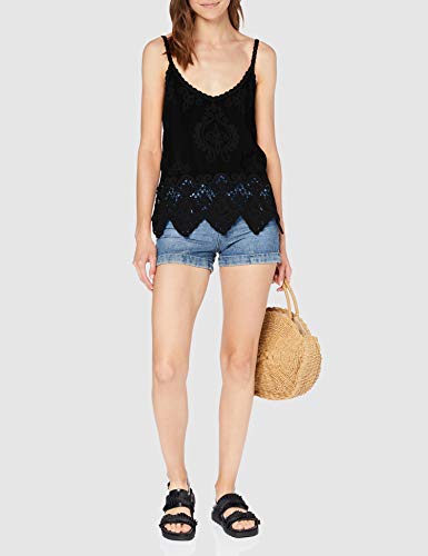 New Look Lotus Crochet, Blusa Mujer, Negro (Black 1), 51 (Talla fabricante: S)