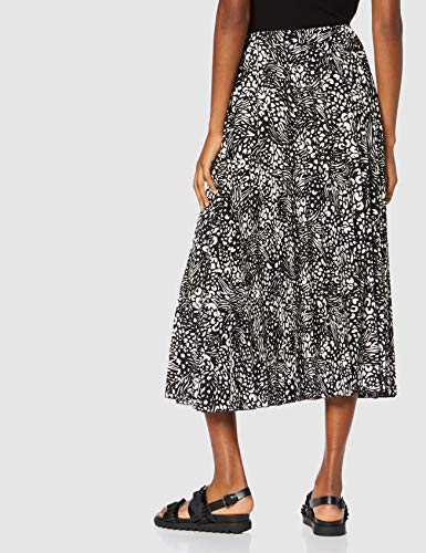 New Look Mix Animal Pleat Falda, Negro (Black Pattern 9), 38 (Talla del Fabricante: 10) para Mujer