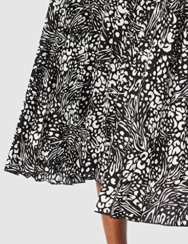 New Look Mix Animal Pleat Falda, Negro (Black Pattern 9), 38 (Talla del Fabricante: 10) para Mujer