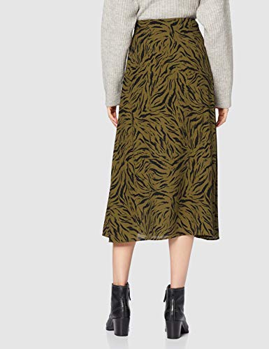New Look Tara Tiger Split Midi s12 Falda, Marrón (Dark Khaki 34), 40 (Talla del Fabricante: 12) para Mujer