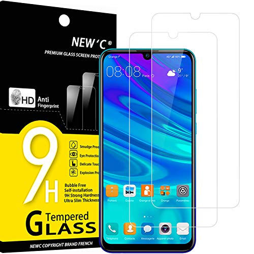 NEW'C 2 Unidades, Protector de Pantalla para Huawei P Smart 2019, Honor 10 Lite, Honor 8A, Antiarañazos, Antihuellas, Sin Burbujas, Dureza 9H, 0.33 mm Ultra Transparente, Vidrio Templado Resistente