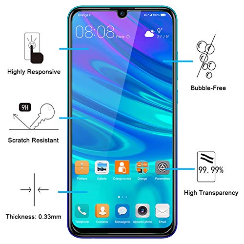 NEW'C 2 Unidades, Protector de Pantalla para Huawei P Smart 2019, Honor 10 Lite, Honor 8A, Antiarañazos, Antihuellas, Sin Burbujas, Dureza 9H, 0.33 mm Ultra Transparente, Vidrio Templado Resistente