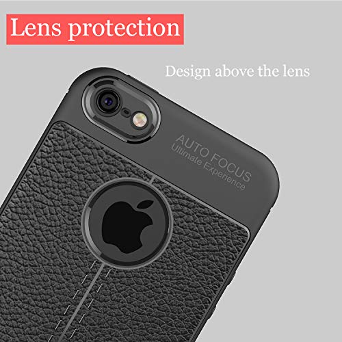 NEW'C Funda iPhone 5/5S/SE Funda Protectora con absorción de Impactos y Efecto de Cuero [Gel Silicona]