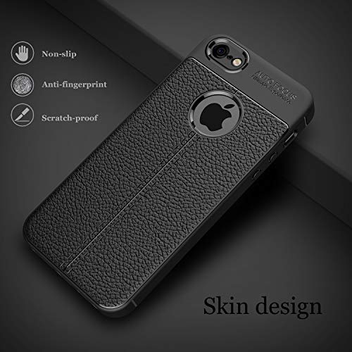 NEW'C Funda iPhone 5/5S/SE Funda Protectora con absorción de Impactos y Efecto de Cuero [Gel Silicona]