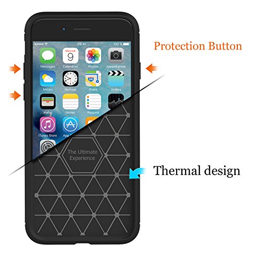 NEW'C Funda para iPhone 6 Plus/6S Plus, Funda Protectora con absorción de Impactos y Fibra de Carbono [Silicone Gel Flex]