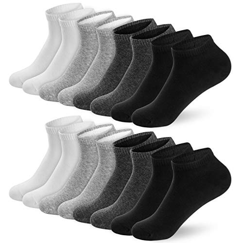 Newdora 8 Pares Primavera y Verano Calcetines de Corte Bajo de Algodón Para Hombres y Mujeres - Unisex Adulto Calcetín Deportivos Corto Malla Transpirable Invisibles Antideslizantes Calcetines(Blanco