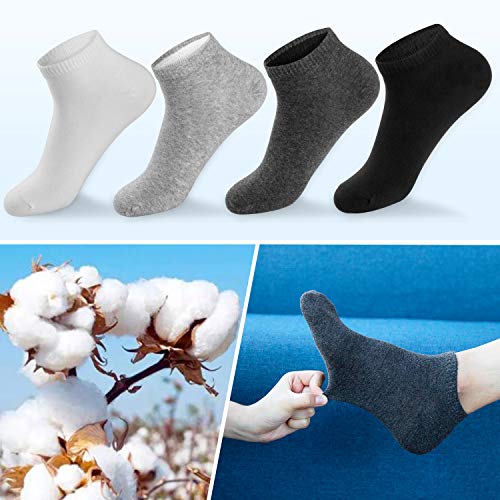 Newdora 8 Pares Primavera y Verano Calcetines de Corte Bajo de Algodón Para Hombres y Mujeres - Unisex Adulto Calcetín Deportivos Corto Malla Transpirable Invisibles Antideslizantes Calcetines(Blanco