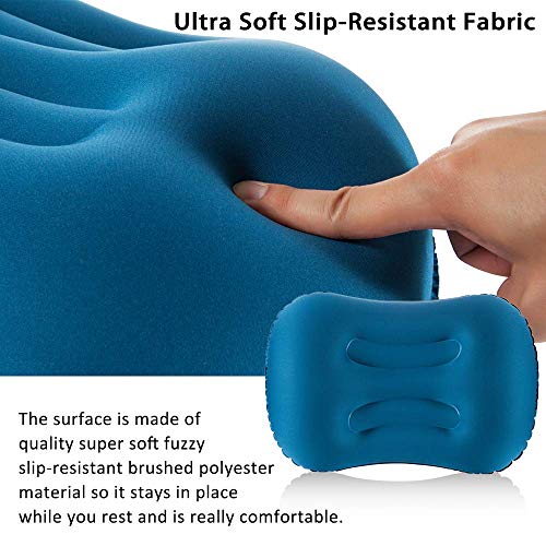 Newdora Almohada Hinchable, Almohada Camping, Almohada de Viaje Inflable, Almohada Inflable Ultraligera, Adecuado para para Camping, Playa, Viajes, Montañismo & Avión, Azul